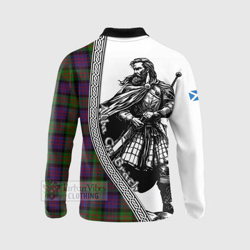 MacDonald (McDonald) Tartan Clan Crest Long Sleeve Polo Shirt with Highlander Warrior Celtic Style