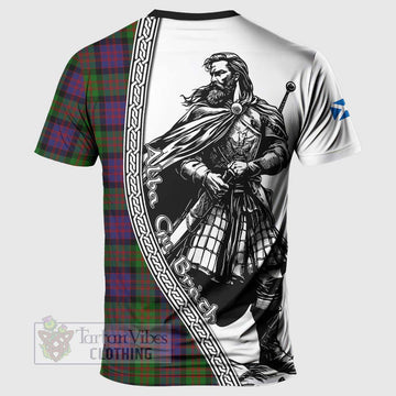 Tartan Vibes Clothing MacDonald (McDonald) Tartan Clan Crest T-Shirt with Highlander Warrior Celtic Style