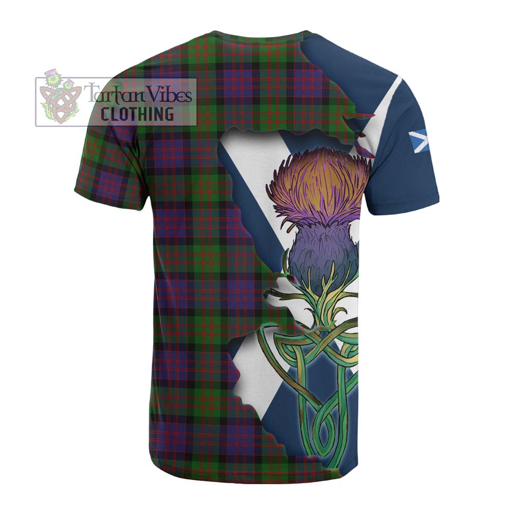 Tartan Vibes Clothing MacDonald (McDonald) Tartan Family Crest Cotton T-shirt Scottish Thistle Celtic Inspired
