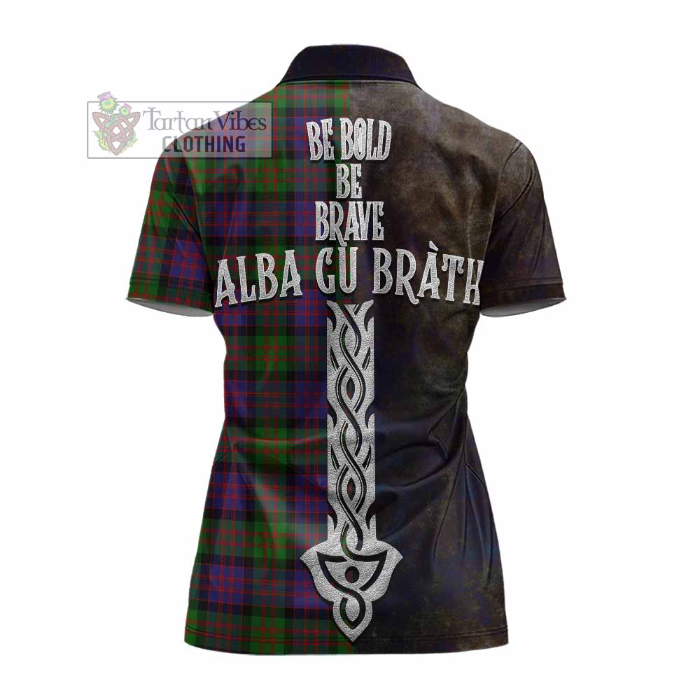 Tartan Vibes Clothing MacDonald (McDonald) Tartan Family Crest Women's Polo Shirt Alba Gu Brath Be Brave Lion Ancient Style