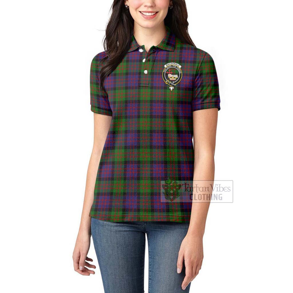 Tartan Vibes Clothing MacDonald (McDonald) Tartan Women's Polo Shirt with Family Crest Celtic Skull Style