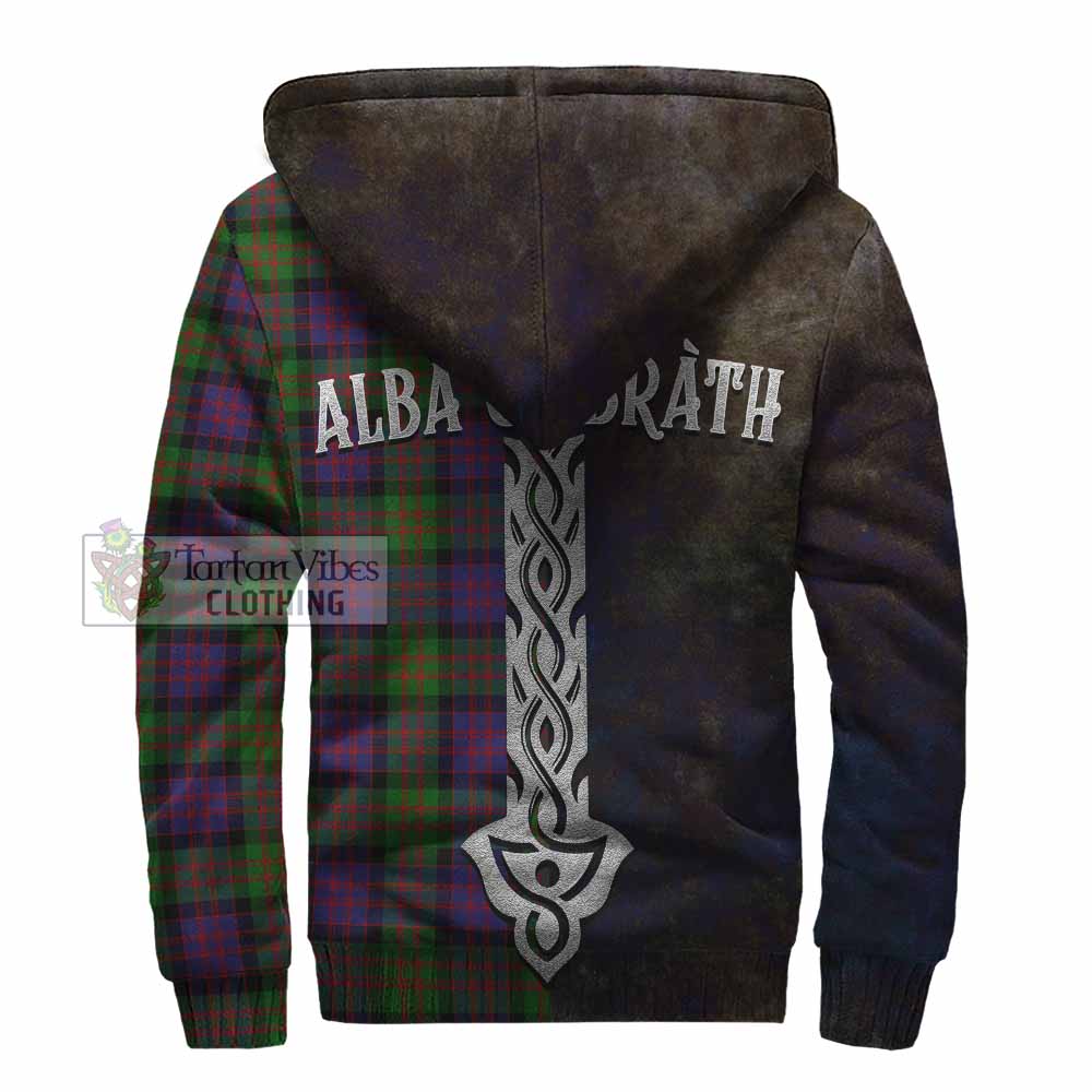 Tartan Vibes Clothing MacDonald (McDonald) Tartan Family Crest Sherpa Hoodie Alba Gu Brath Be Brave Lion Ancient Style
