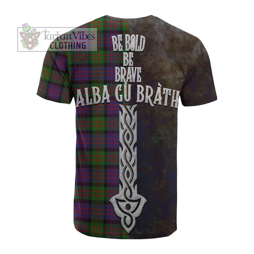 Tartan Vibes Clothing MacDonald (McDonald) Tartan Family Crest Cotton T-shirt Alba Gu Brath Be Brave Lion Ancient Style