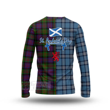 MacDonald (McDonald) Tartan Long Sleeve T-Shirt Happy St. Andrew's Day Half Tartan Style - Tartan Vibes Clothing