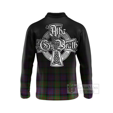 Tartan Vibes Clothing MacDonald (McDonald) Tartan Long Sleeve Polo Shirt Featuring Alba Gu Brath Family Crest Celtic Inspired