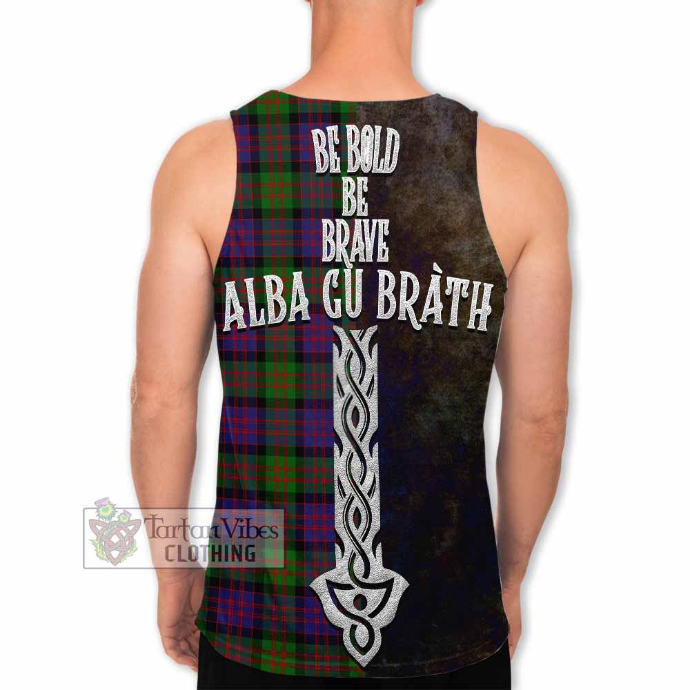 Tartan Vibes Clothing MacDonald (McDonald) Tartan Family Crest Men's Tank Top Alba Gu Brath Be Brave Lion Ancient Style