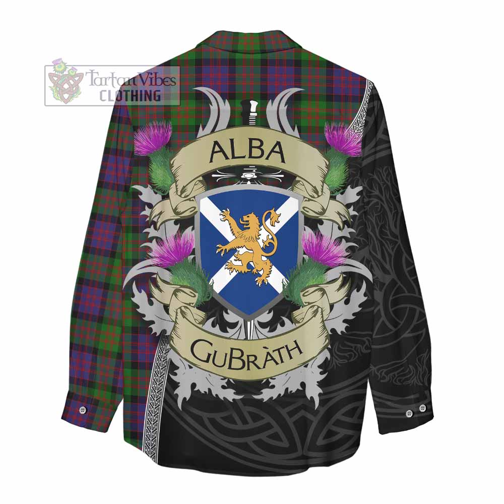 Tartan Vibes Clothing MacDonald (McDonald) Tartan Family Crest Women's Casual Shirt Lion Rampant Royal Thistle Shield Celtic Inspired