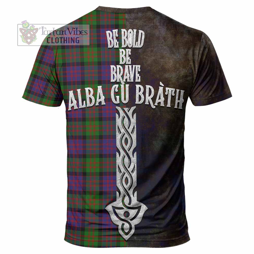 Tartan Vibes Clothing MacDonald (McDonald) Tartan Family Crest T-Shirt Alba Gu Brath Be Brave Lion Ancient Style