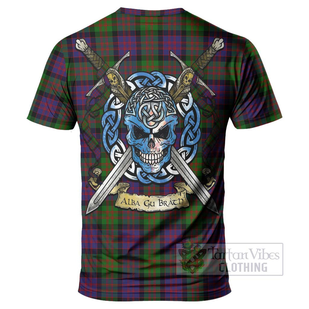 Tartan Vibes Clothing MacDonald (McDonald) Tartan T-Shirt with Family Crest Celtic Skull Style