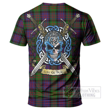 Tartan Vibes Clothing MacDonald (McDonald) Tartan T-Shirt with Family Crest Celtic Skull Style