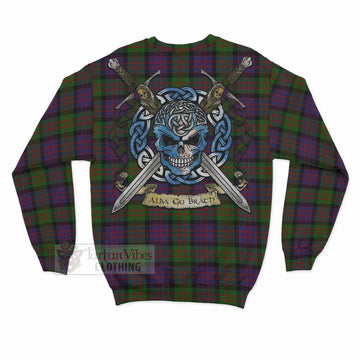Tartan Vibes Clothing MacDonald (McDonald) Tartan Sweatshirt with Family Crest Celtic Skull Style