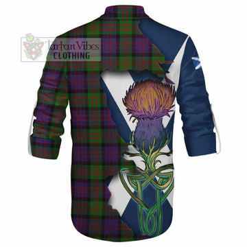 Tartan Vibes Clothing MacDonald (McDonald) Tartan Family Crest Ghillie Kilt Shirt Scottish Thistle Celtic Inspired