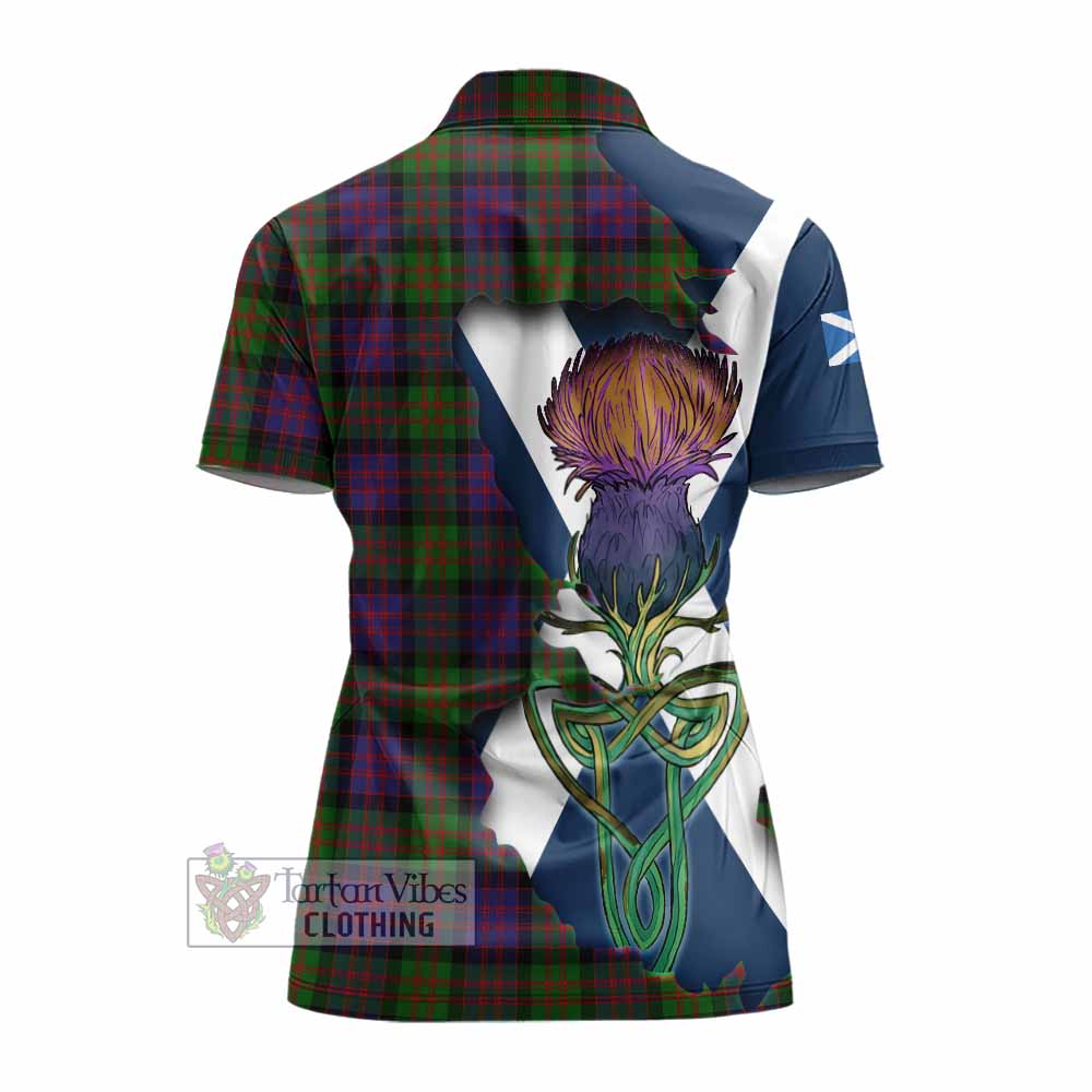 Tartan Vibes Clothing MacDonald (McDonald) Tartan Family Crest Women's Polo Shirt Scottish Thistle Celtic Inspired