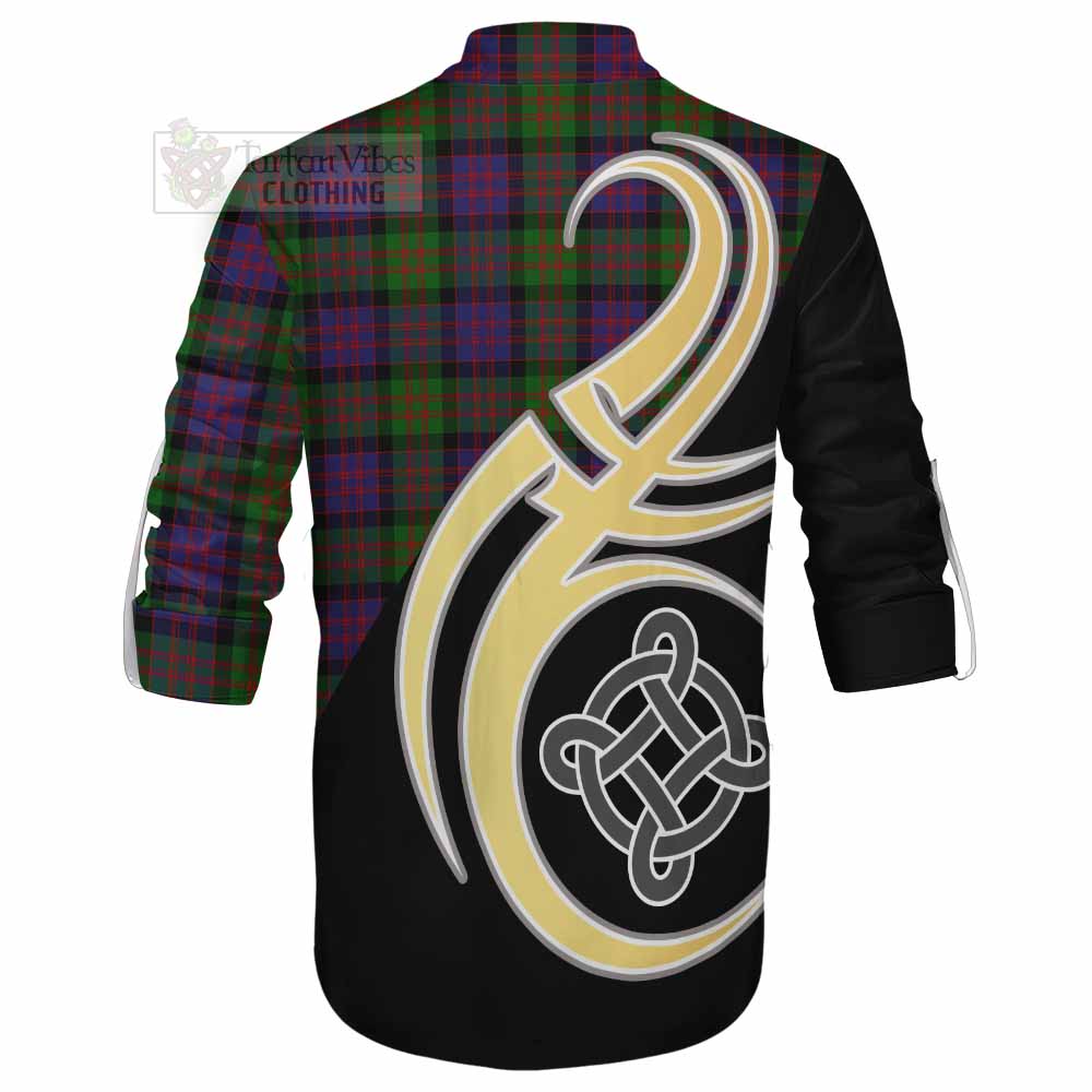 Tartan Vibes Clothing MacDonald (McDonald) Tartan Ghillie Kilt Shirt with Family Crest and Celtic Symbol Style