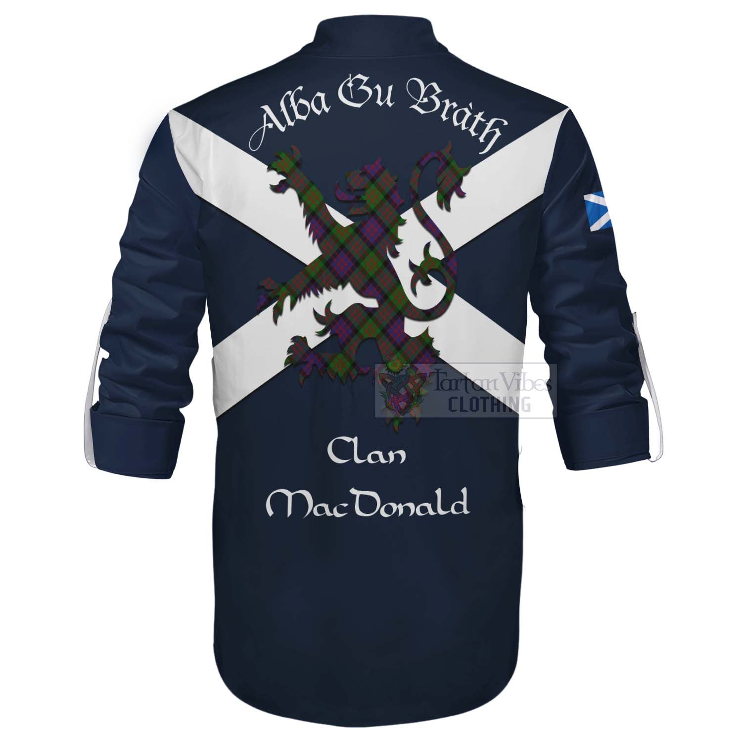 Tartan Vibes Clothing MacDonald (McDonald) Tartan Lion Rampant Ghillie Kilt Shirt Proudly Display Your Heritage with Alba Gu Brath and Clan Name