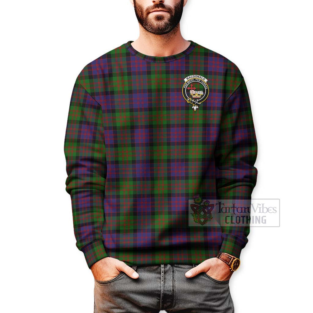 Tartan Vibes Clothing MacDonald (McDonald) Tartan Sweatshirt with Family Crest Celtic Skull Style