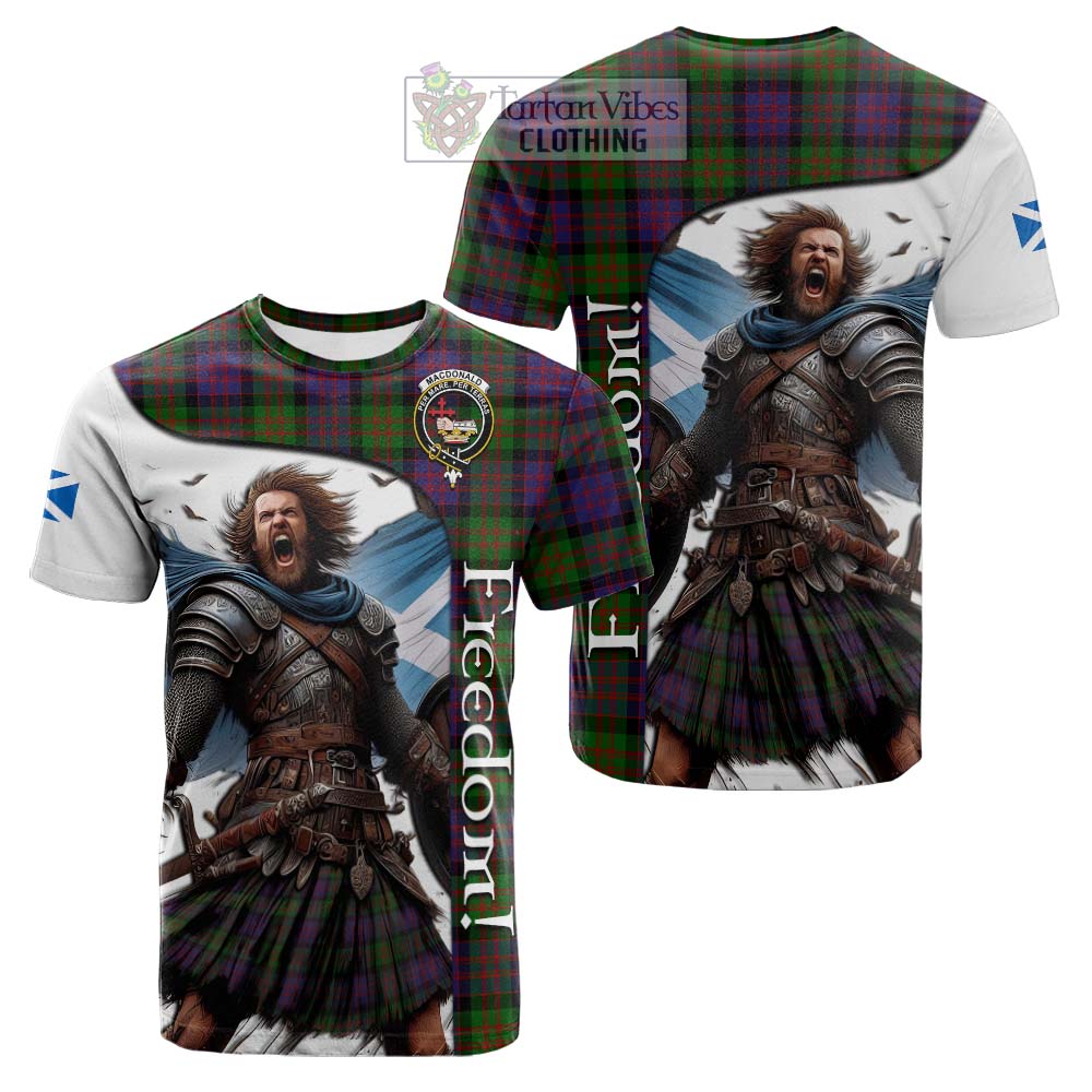 Tartan Vibes Clothing MacDonald (McDonald) Crest Tartan Cotton T-shirt Inspired by the Freedom of Scottish Warrior
