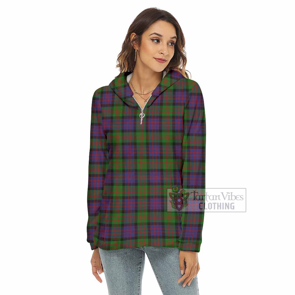 Tartan Vibes Clothing MacDonald (McDonald) Tartan Women's Borg  Half Zip Fleece Hoodie