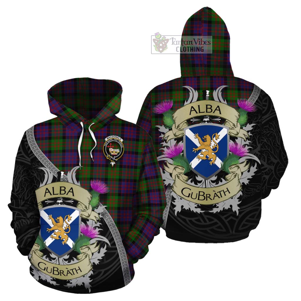 Tartan Vibes Clothing MacDonald (McDonald) Tartan Family Crest Cotton Hoodie Lion Rampant Royal Thistle Shield Celtic Inspired