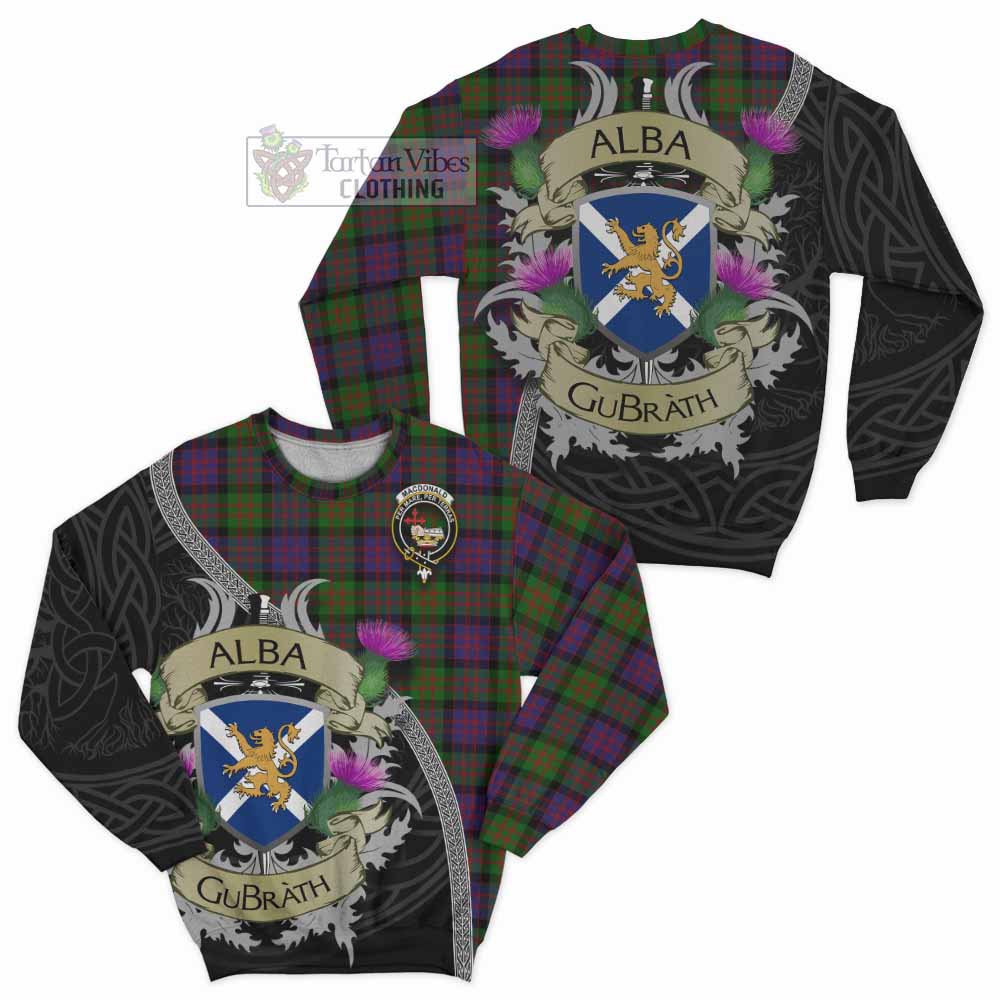 Tartan Vibes Clothing MacDonald (McDonald) Tartan Family Crest Sweatshirt Lion Rampant Royal Thistle Shield Celtic Inspired