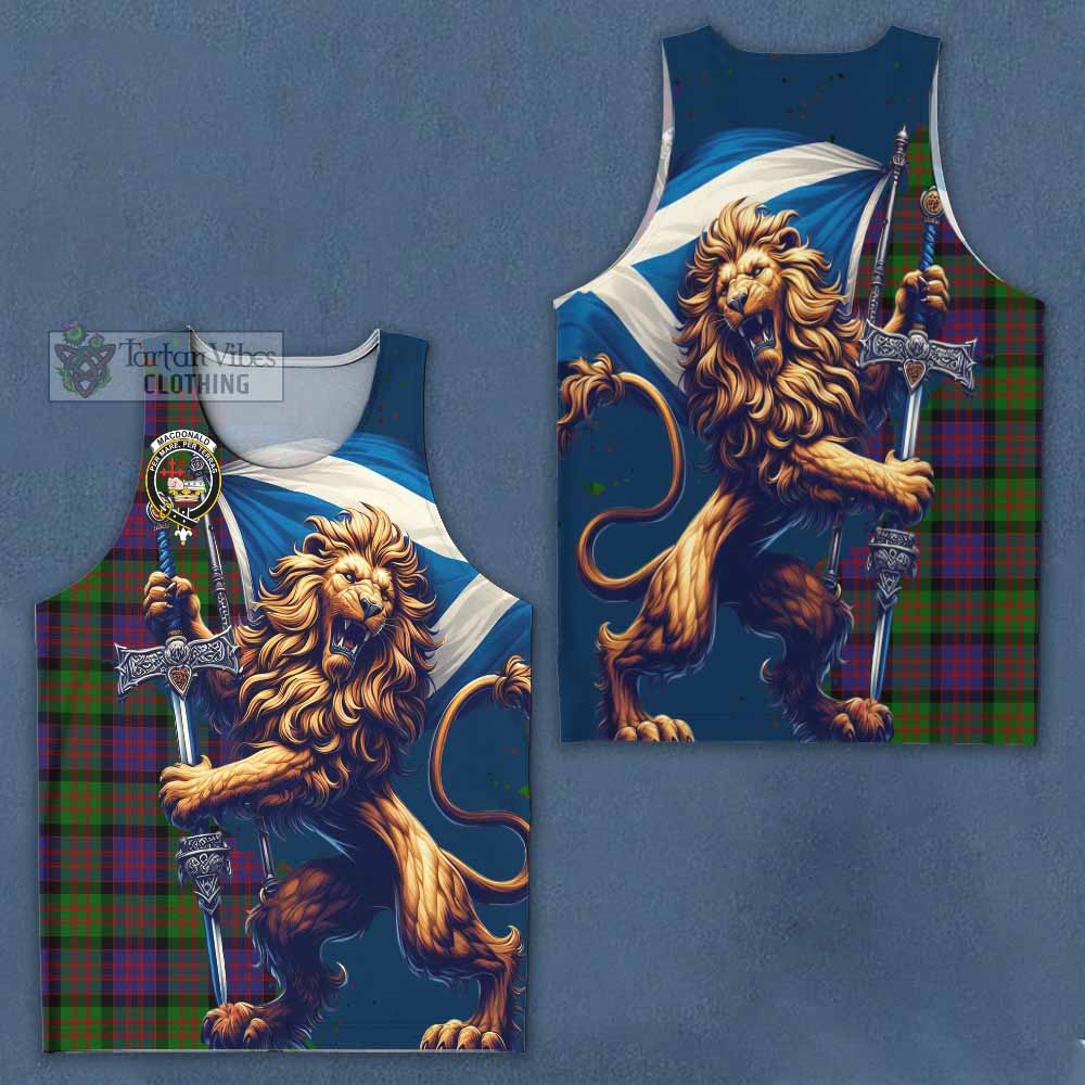 Tartan Vibes Clothing MacDonald (McDonald) Tartan Family Crest Men's Tank Top with Scottish Majestic Lion