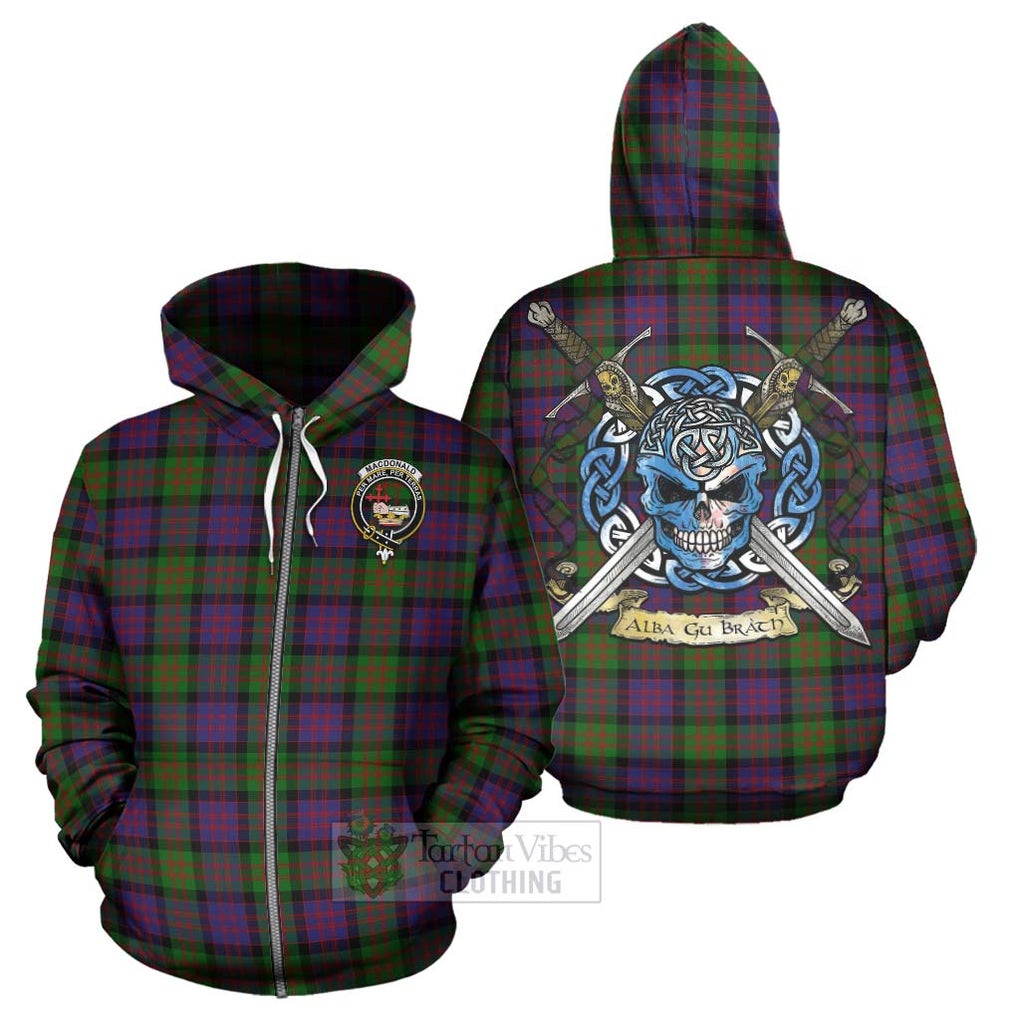 Tartan Vibes Clothing MacDonald (McDonald) Tartan Hoodie with Family Crest Celtic Skull Style