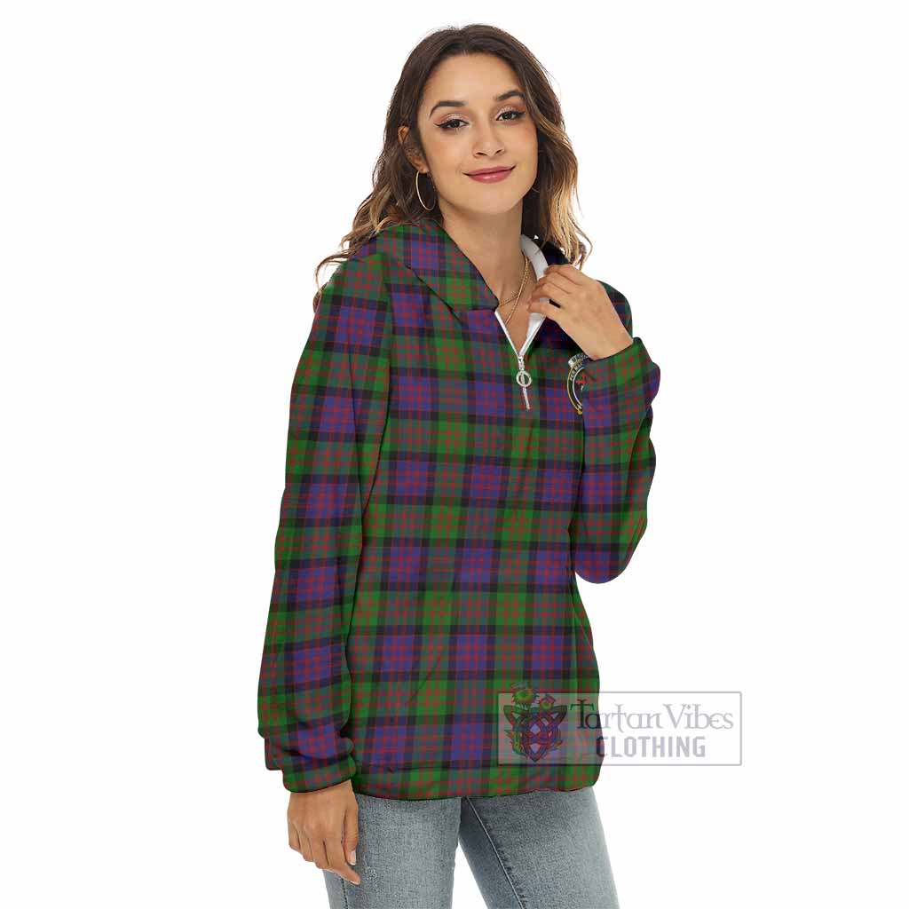 Tartan Vibes Clothing MacDonald (McDonald) Tartan Crest Women's Borg  Half Zip Fleece Hoodie