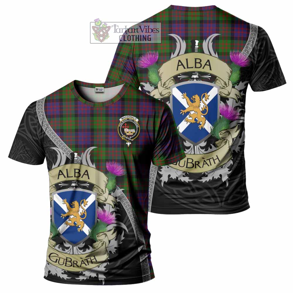Tartan Vibes Clothing MacDonald (McDonald) Tartan Family Crest T-Shirt Lion Rampant Royal Thistle Shield Celtic Inspired