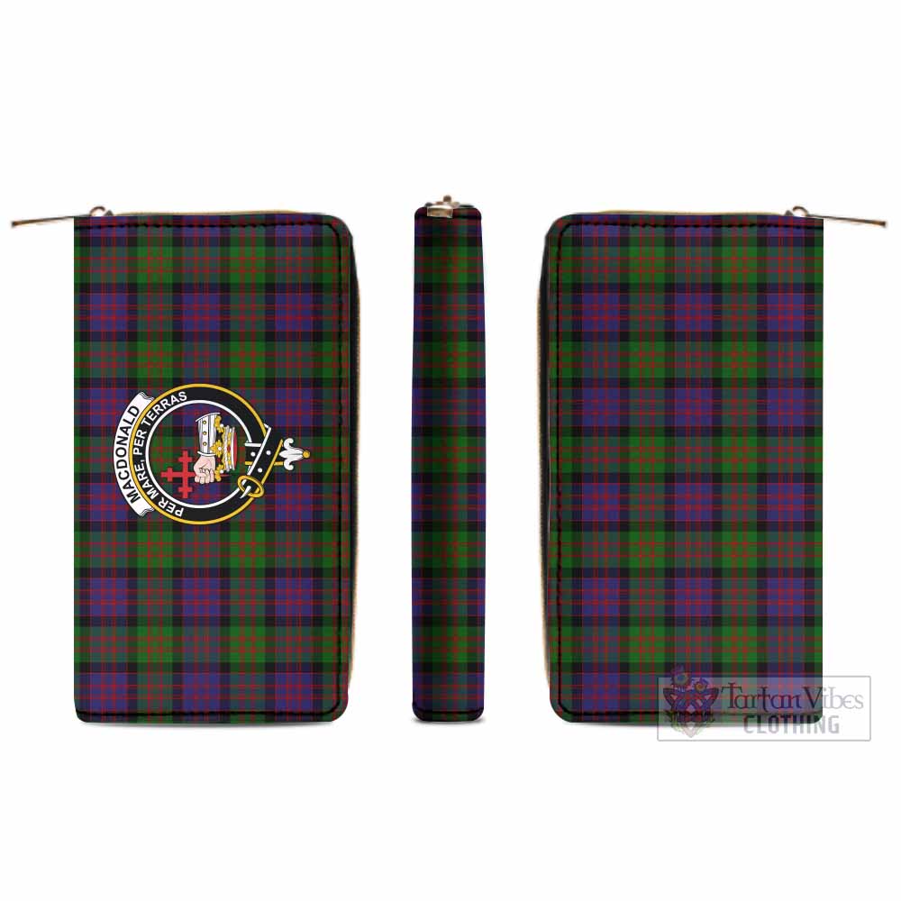 Tartan Vibes Clothing MacDonald (McDonald) Tartan Women's Leather Wallet with Family Crest