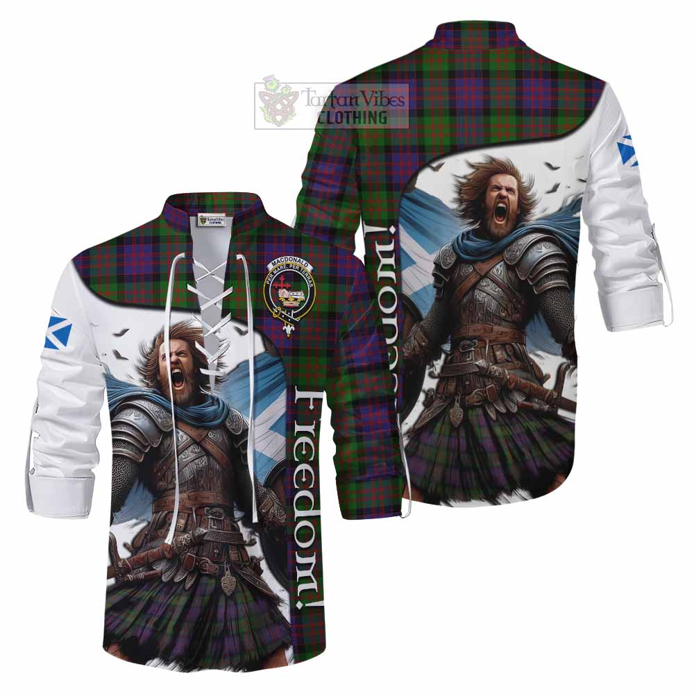 Tartan Vibes Clothing MacDonald (McDonald) Crest Tartan Ghillie Kilt Shirt Inspired by the Freedom of Scottish Warrior