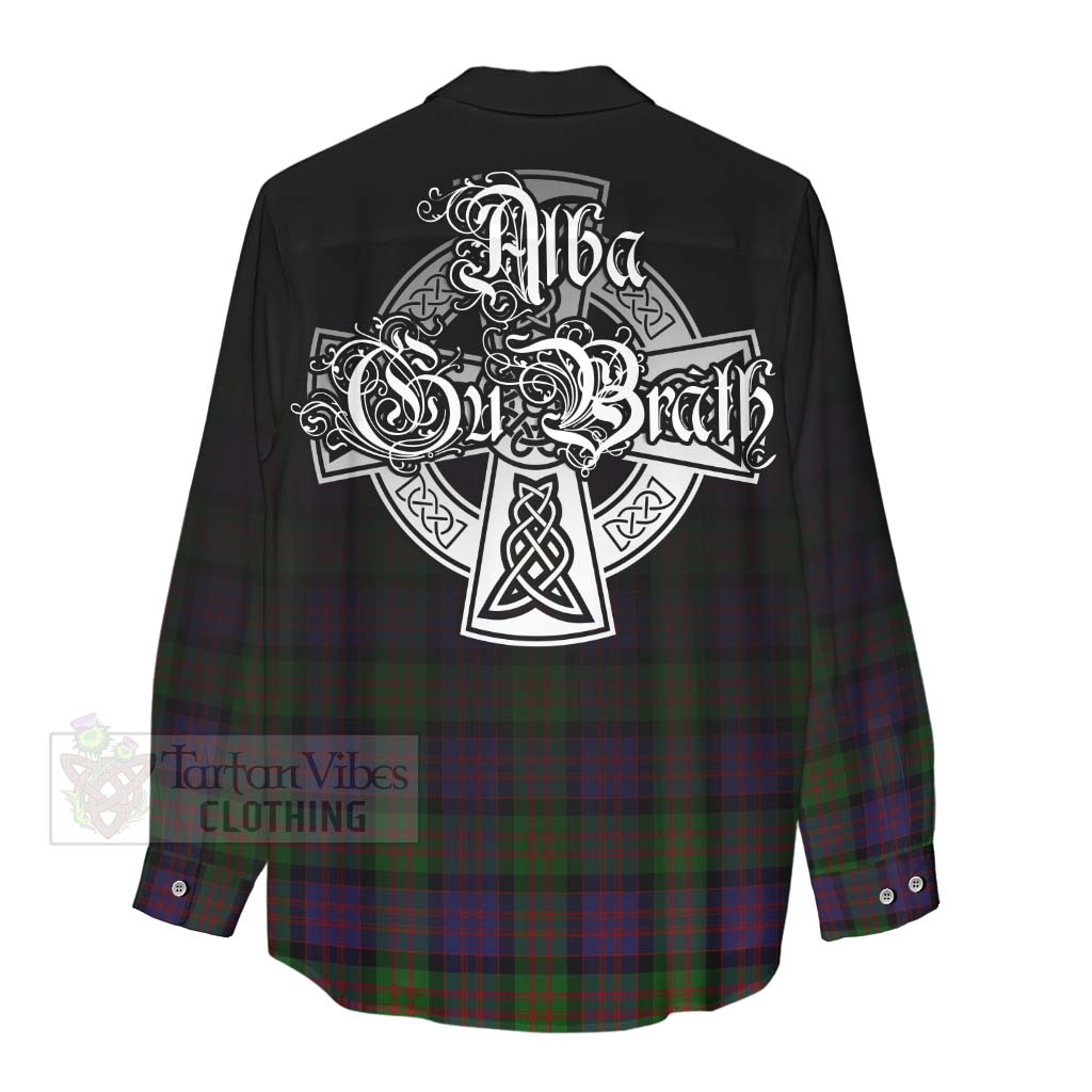 Tartan Vibes Clothing MacDonald (McDonald) Tartan Women's Casual Shirt Featuring Alba Gu Brath Family Crest Celtic Inspired