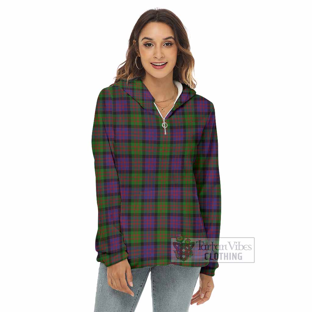 Tartan Vibes Clothing MacDonald (McDonald) Tartan Women's Borg  Half Zip Fleece Hoodie