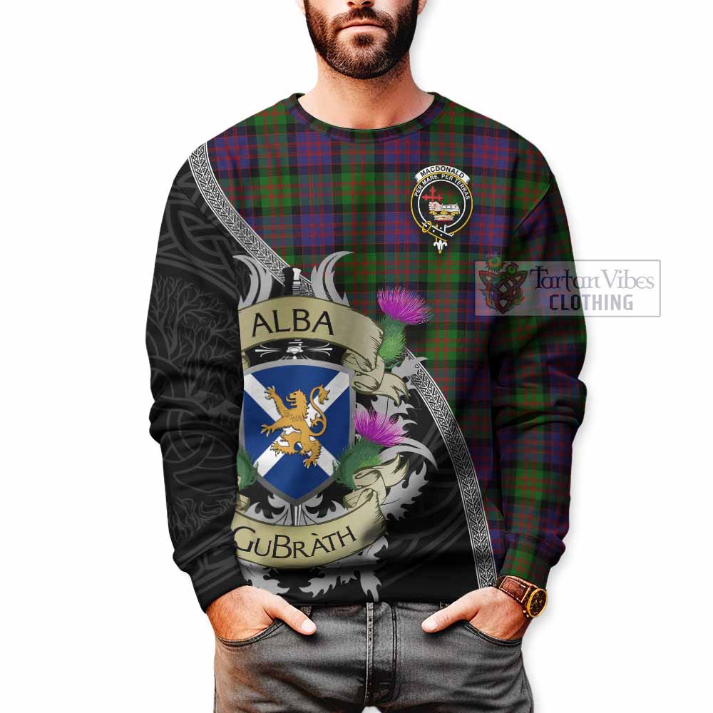 Tartan Vibes Clothing MacDonald (McDonald) Tartan Family Crest Sweatshirt Lion Rampant Royal Thistle Shield Celtic Inspired