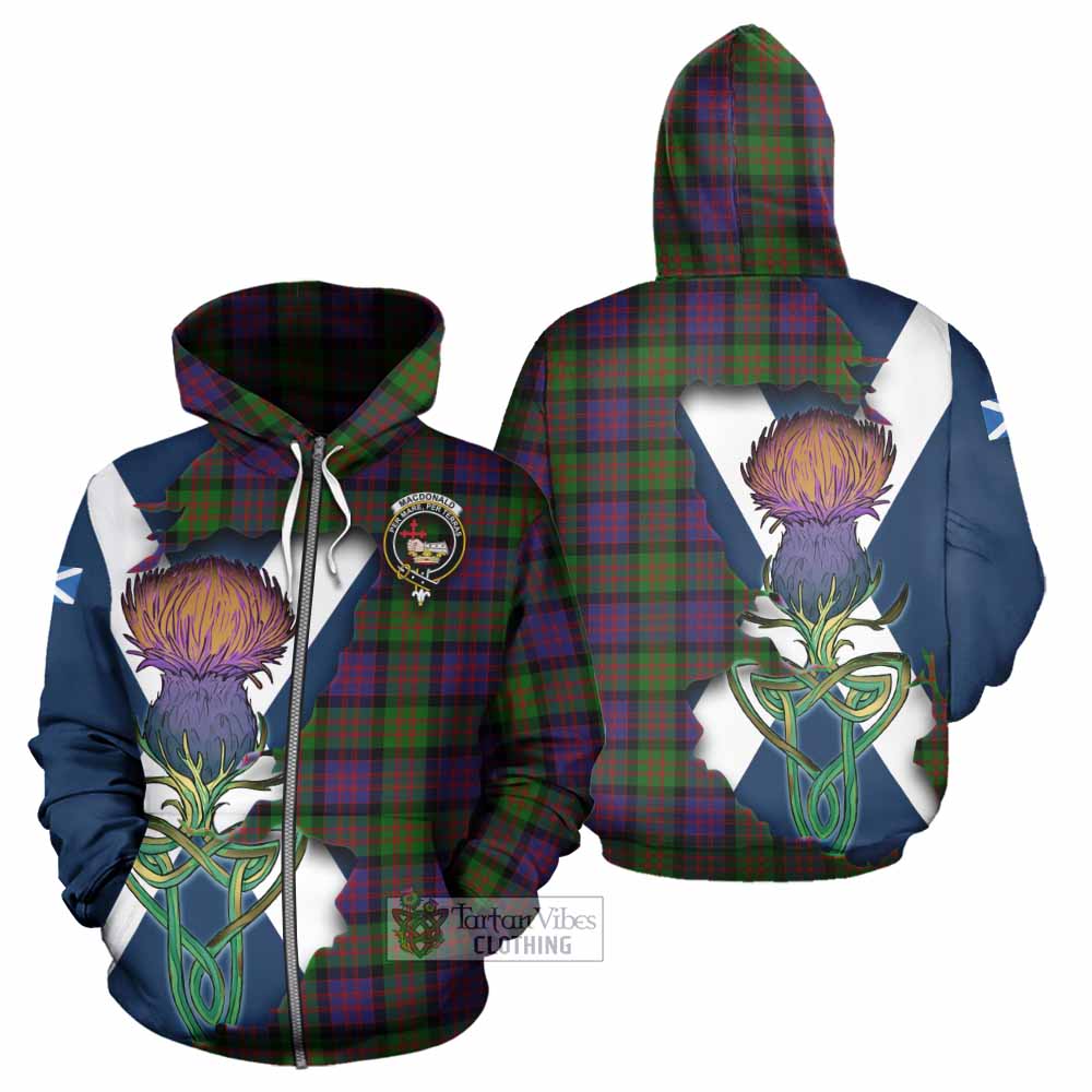 Tartan Vibes Clothing MacDonald (McDonald) Tartan Family Crest Hoodie Scottish Thistle Celtic Inspired
