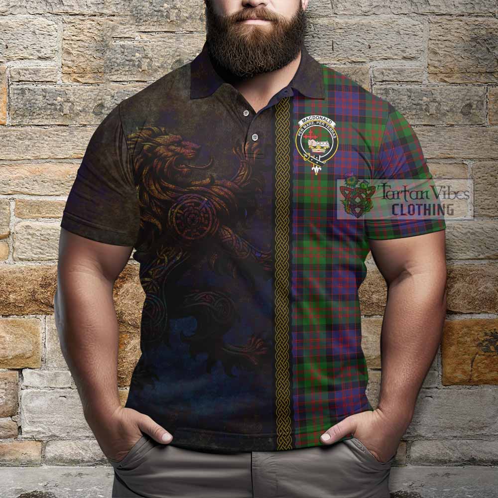 Tartan Vibes Clothing MacDonald (McDonald) Tartan Family Crest Polo Shirt Alba Gu Brath Be Brave Lion Ancient Style