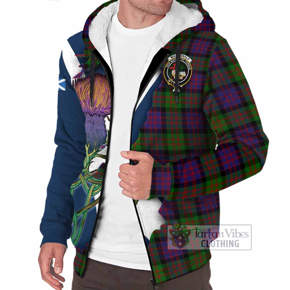 Tartan Vibes Clothing MacDonald (McDonald) Tartan Family Crest Sherpa Hoodie Scottish Thistle Celtic Inspired
