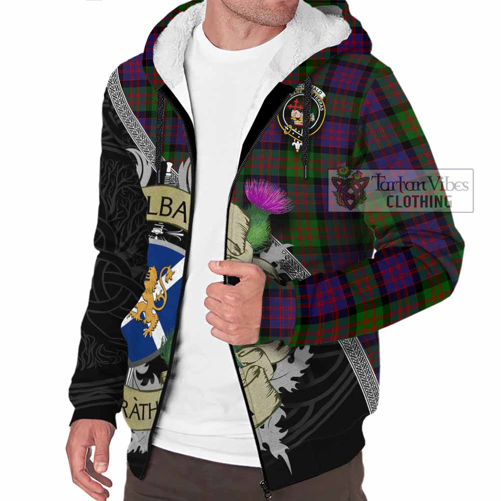 Tartan Vibes Clothing MacDonald (McDonald) Tartan Family Crest Sherpa Hoodie Lion Rampant Royal Thistle Shield Celtic Inspired