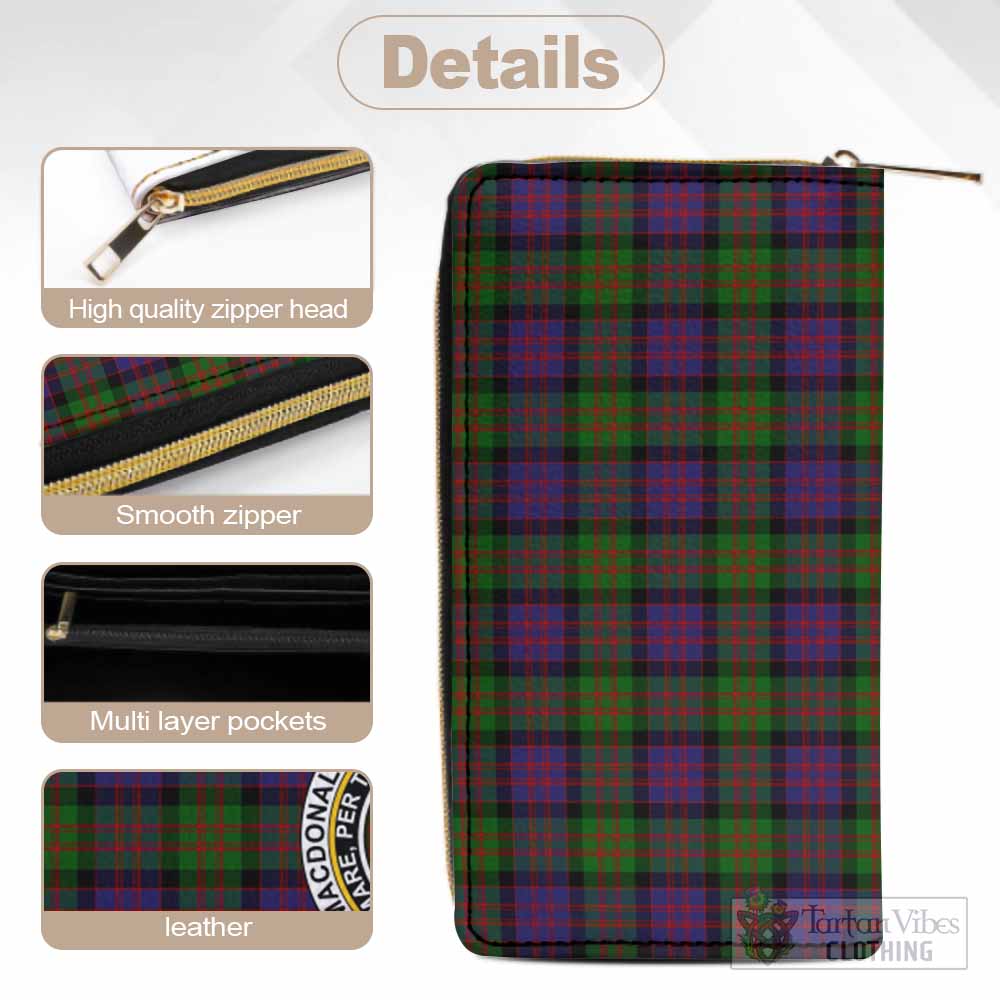 Tartan Vibes Clothing MacDonald (McDonald) Tartan Women's Leather Wallet with Family Crest