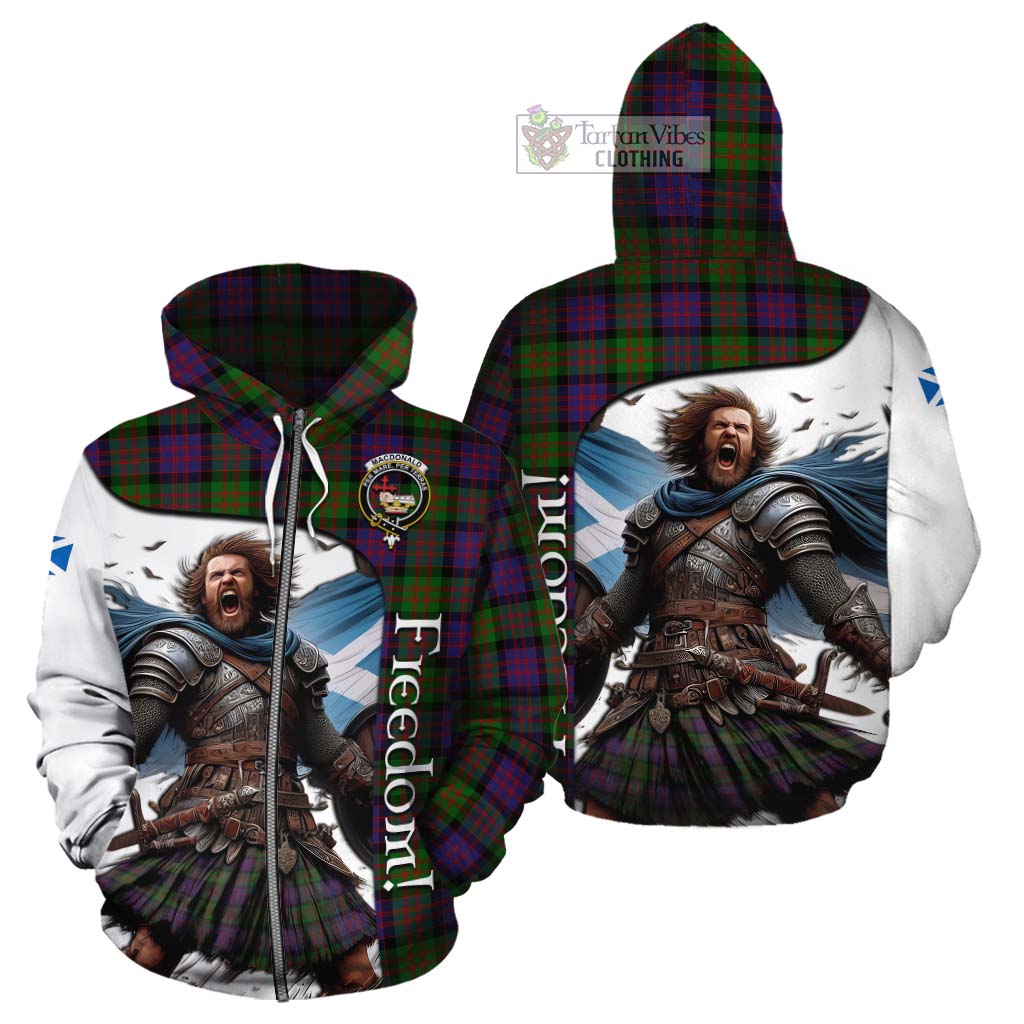 Tartan Vibes Clothing MacDonald (McDonald) Crest Tartan Cotton Hoodie Inspired by the Freedom of Scottish Warrior