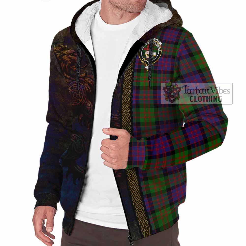 Tartan Vibes Clothing MacDonald (McDonald) Tartan Family Crest Sherpa Hoodie Alba Gu Brath Be Brave Lion Ancient Style