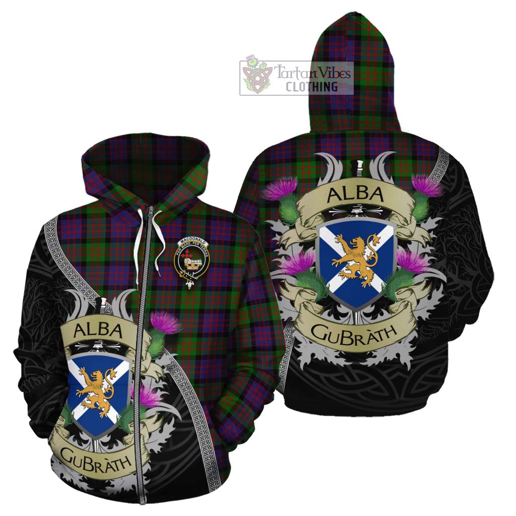 Tartan Vibes Clothing MacDonald (McDonald) Tartan Family Crest Cotton Hoodie Lion Rampant Royal Thistle Shield Celtic Inspired
