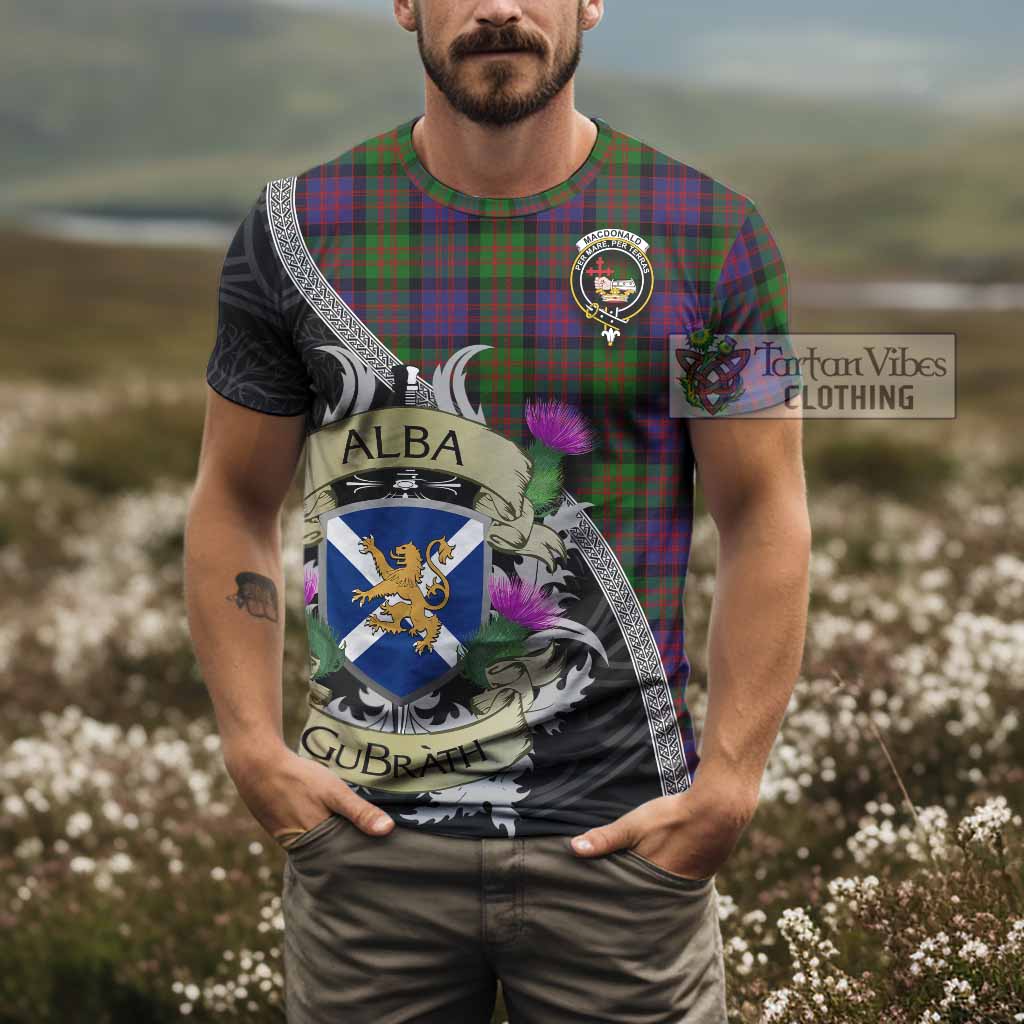 Tartan Vibes Clothing MacDonald (McDonald) Tartan Family Crest T-Shirt Lion Rampant Royal Thistle Shield Celtic Inspired