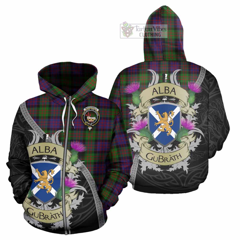 Tartan Vibes Clothing MacDonald (McDonald) Tartan Family Crest Hoodie Lion Rampant Royal Thistle Shield Celtic Inspired