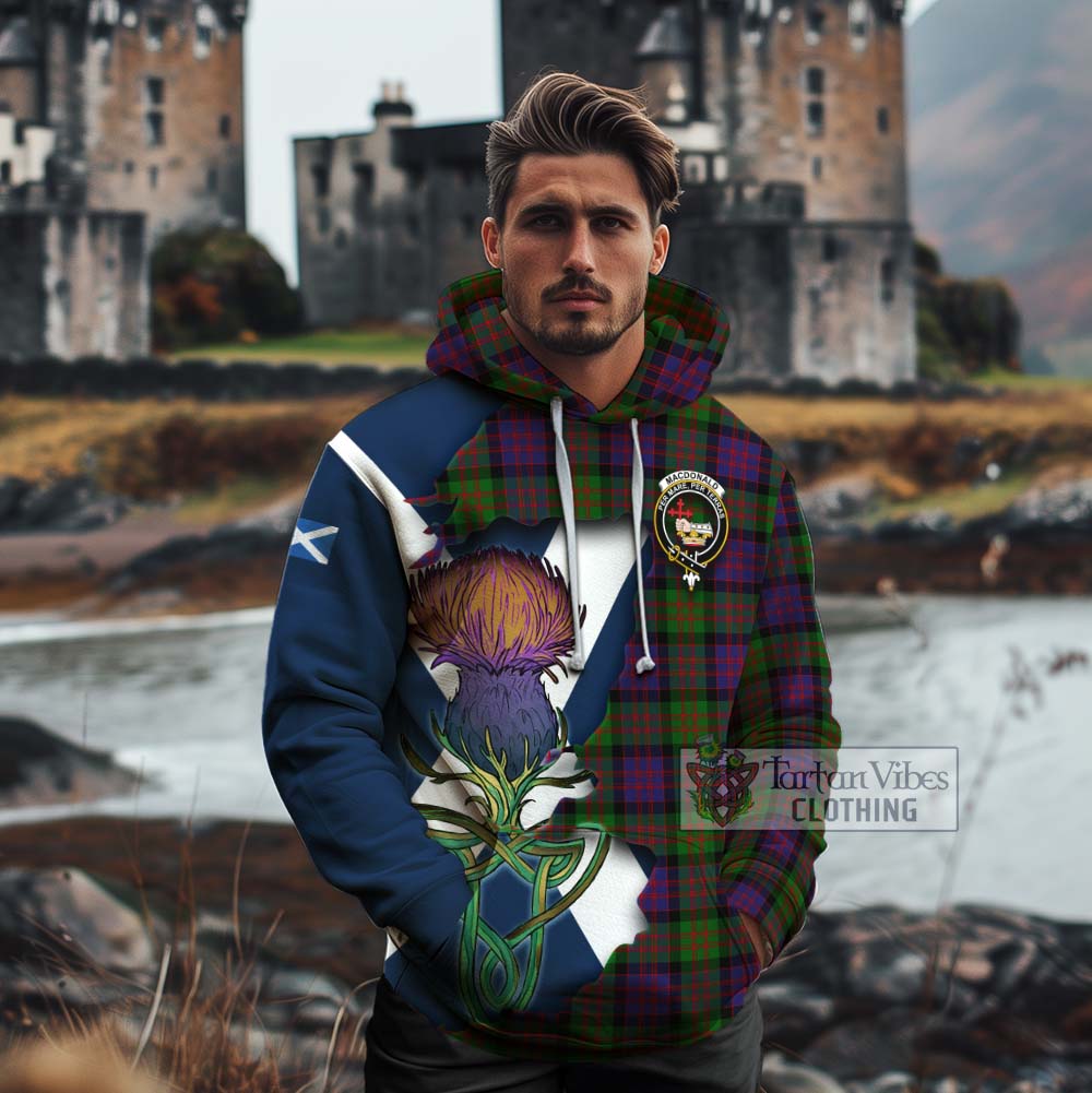 Tartan Vibes Clothing MacDonald (McDonald) Tartan Family Crest Cotton Hoodie Scottish Thistle Celtic Inspired