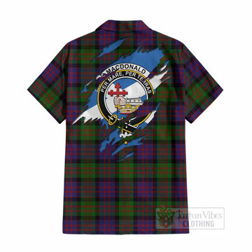 MacDonald (McDonald) Clan Crest In Me Tartan Cotton Hawaiian Shirt Scotland Flag Style