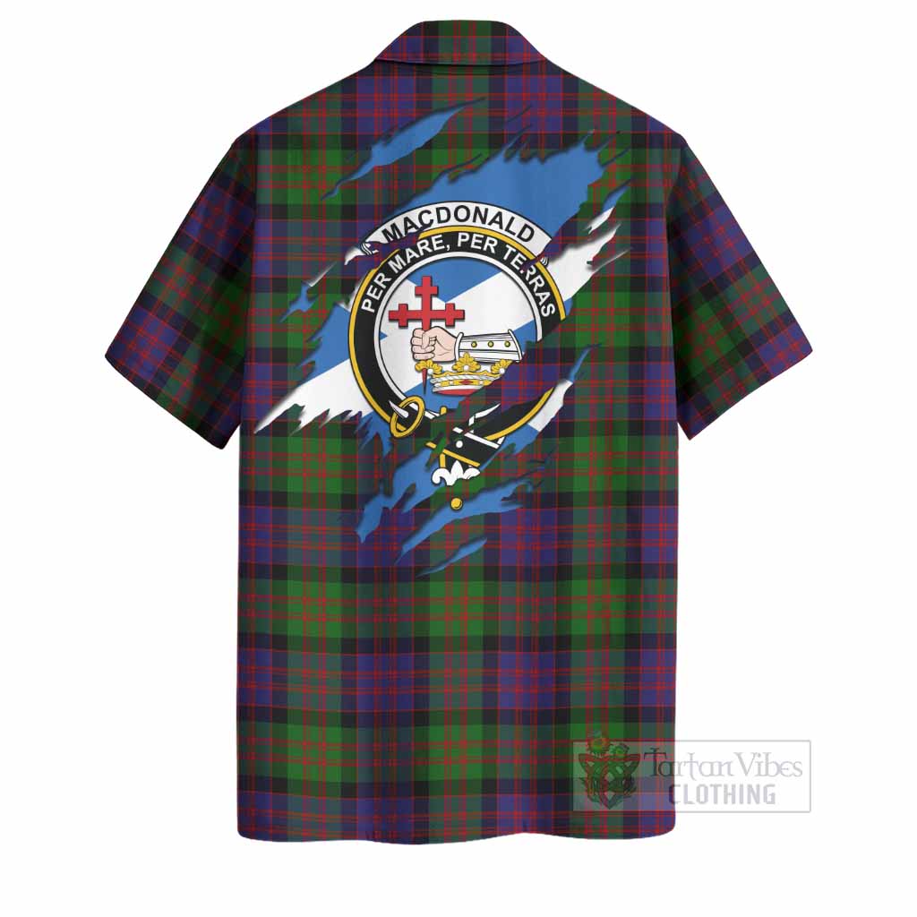 MacDonald (McDonald) Clan Crest In Me Tartan Hawaiian Shirt Scotland Flag Style