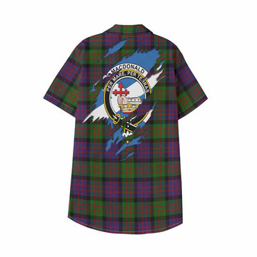 MacDonald (McDonald) Clan Crest In Me Tartan Kid Hawaiian Shirt Scotland Flag Style