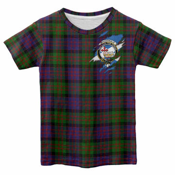 MacDonald (McDonald) Clan Crest In Me Tartan Kid T-shirt Scotland Flag Style