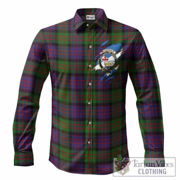 MacDonald (McDonald) Clan Crest In Me Tartan Long Sleeve Button Shirts Scotland Flag Style