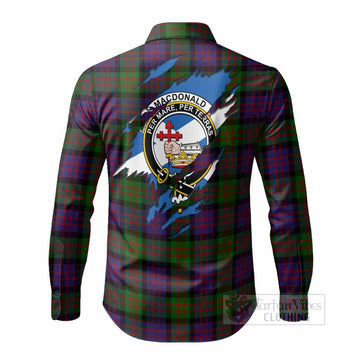 MacDonald (McDonald) Clan Crest In Me Tartan Long Sleeve Button Shirts Scotland Flag Style